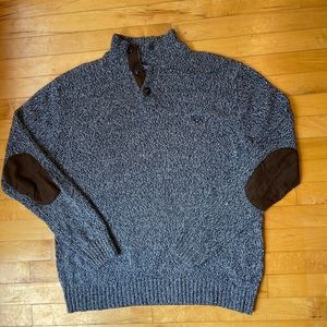 Chaps Blue Cotton Patched Knit Pullover Sweater - Size XL